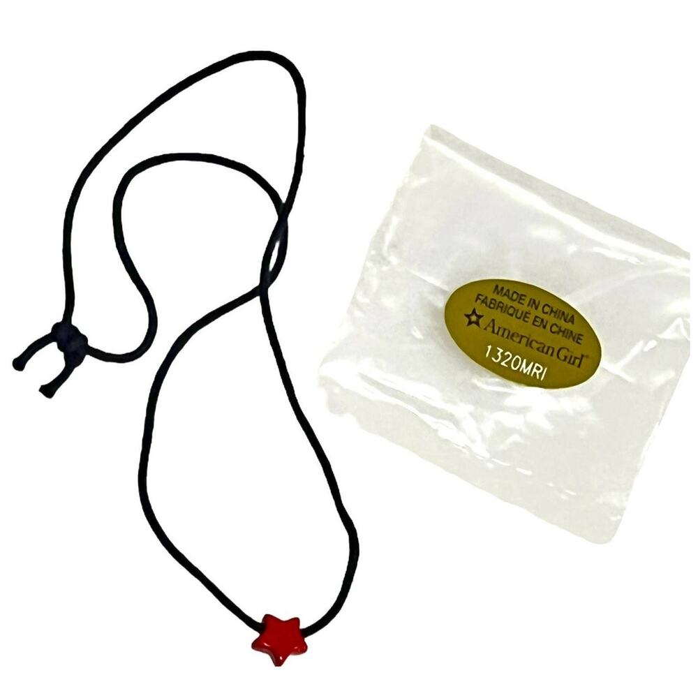 American Girl Luciana Meet Necklace Doll Jewelry Red Star Black Slide Knot Rope